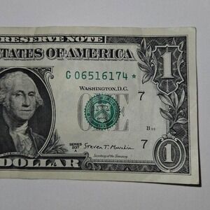 RARE US One Dollar Bill Star Note Series 2017A G06516174* - Low‎ Run (B234)